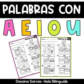 Palabras con AEIOU 2 y 3 sílabas abiertas by Hola Bilinguals Dayana