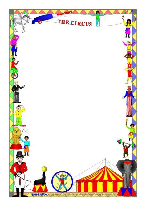 Circus Themed A4 Page Borders Sb2359 Sparklebox Circus Crafts