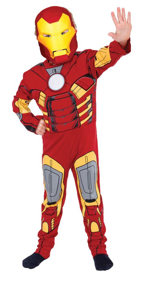 Kids Iron Man Deluxe Boys Muscle Superhero Fancy Dress Childs Costume