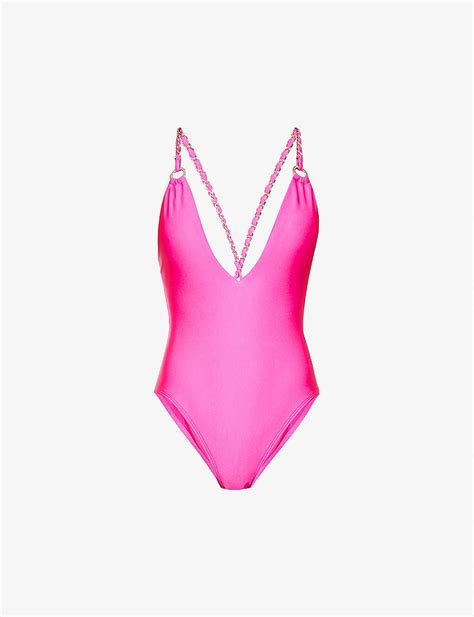 Ted Baker Womens Brt Pink Plunge V Neck Swimsuit 10 Lyst