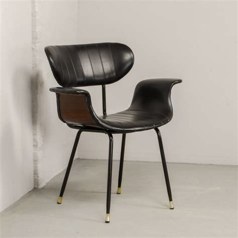 Select your fabric / finish. Mid-Century Rosewood & Black Leatherette Italian Swan ...
