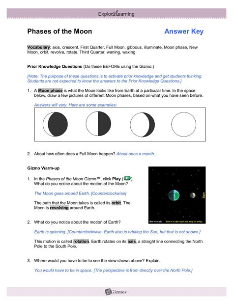 Identifying Phases Of The Moon Worksheet