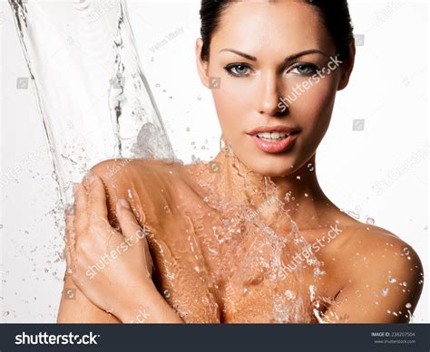 Beautiful Naked Woman Wet Body Splashes Stock Photo Shutterstock