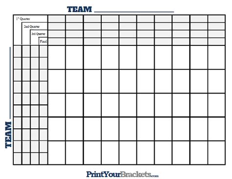 50 Square Grid With Quarter Lines Printable Version