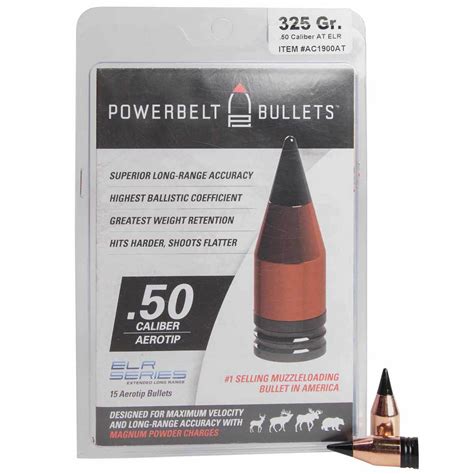 Powerbelt Aerotip Elr 50 Caliber Muzzleloader Bullets 15 Pack