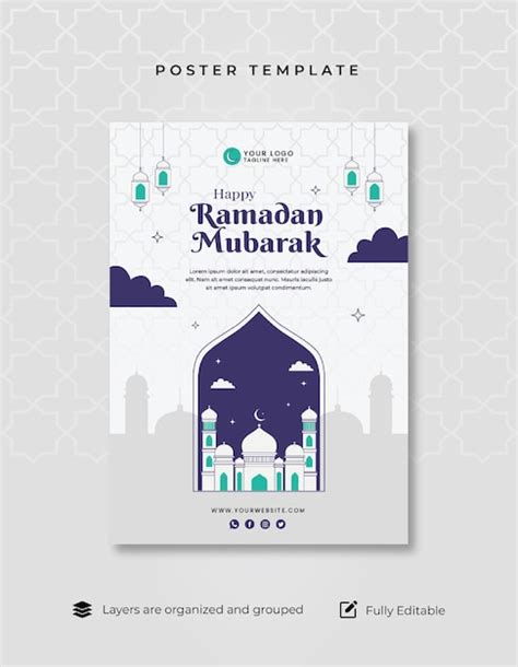 Premium Vector Flat Islamic Ramadan Poster Template