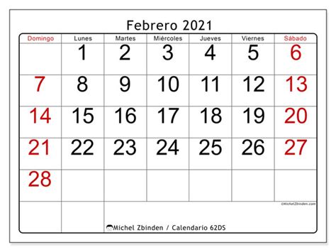 Calendario 2022 calendario 2023 rusia. Calendario febrero 2021 - 62DS - Michel Zbinden ES