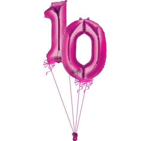 Pink Giant Numbers 10 Magic Balloons