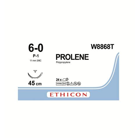 Ethicon Sutures Prolene Blue 60 38 Circle Prime Reverse Cutting 11mm