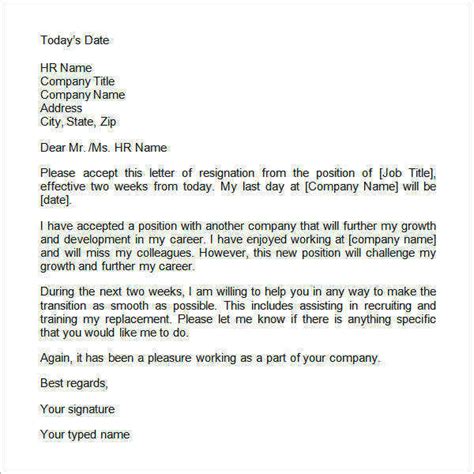 Free 15 Sample Two Weeks Notice Letter Templates In Ms Word Pdf