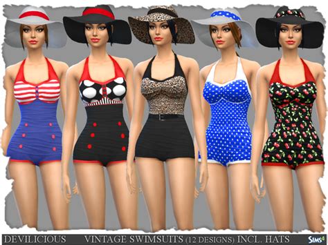 Vintage Swimsuits And Summer Hats By Devilicious At Tsr Sims 4 Updates