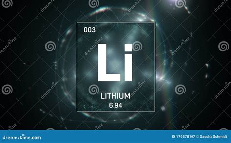 Lithium As Element 3 Of The Periodic Table 3d Animation On Green