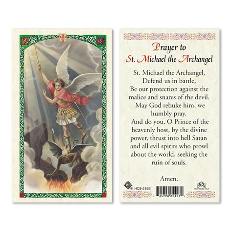 Laminated Holy Card Prayer To St Michael The Archangel Ewtn