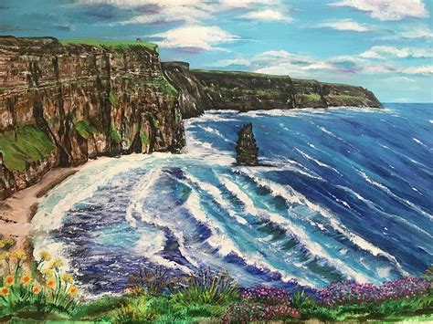 Cliffs Of Moher Painting By Claudia Cerveny