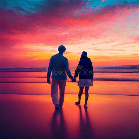 Ai Image Of Love Couple Enjoying Their Moment At The Beach Stock Illustration Illustration Of