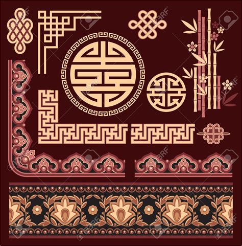 Set Of Oriental Pattern Elements Chinese Patterns Chinese Design