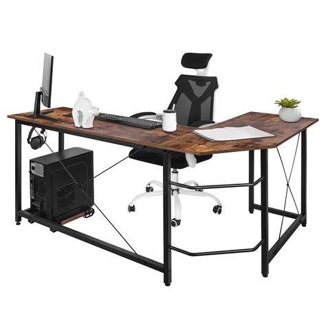 Buy Auag Modern L Shaped Home Office Desk With Iron Hook 66 Inch