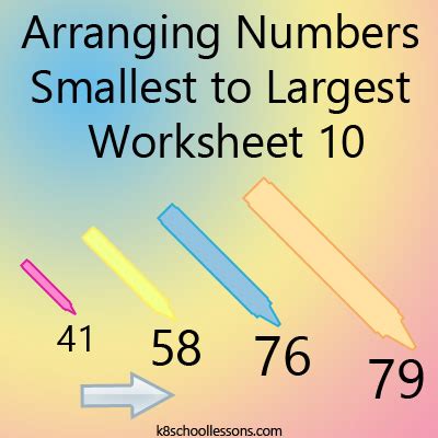 arranging numbers smallest  largest worksheet    greatest