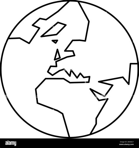Simplified Outline Earth Globe With Map Of World Focused On Europe