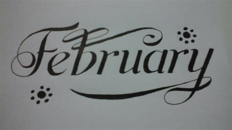 Cursive February Calligraphy Letter