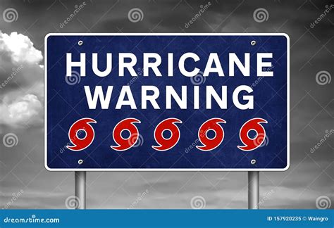 Hurricane Warning Information Road Sign Stock Illustration