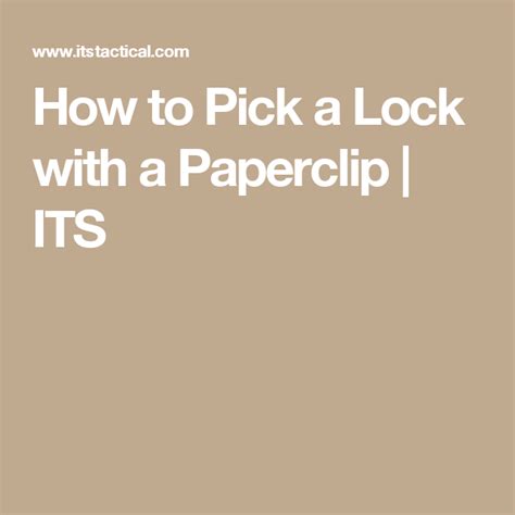 Maybe you would like to learn more about one of these? How to Make a Paperclip Lock Pick that Works | Paper clip, Lock, Lock pick