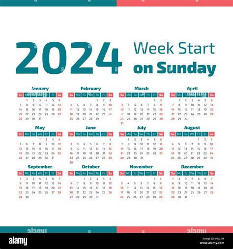 Calendar 2024 The Week Begins On Sunday Simple Calendar Template