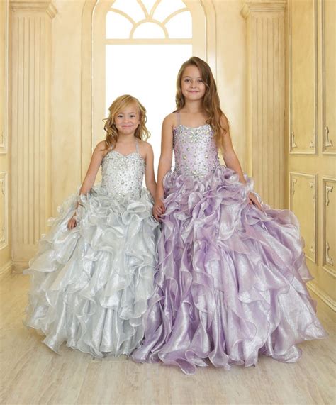 Embellished Bodice Girls Pageant Dress Ruffled Skirt Clergy Apparel