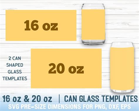 16oz And 20oz Libbey Full Wrap Template Svgcan Glass Wrapcan Etsy