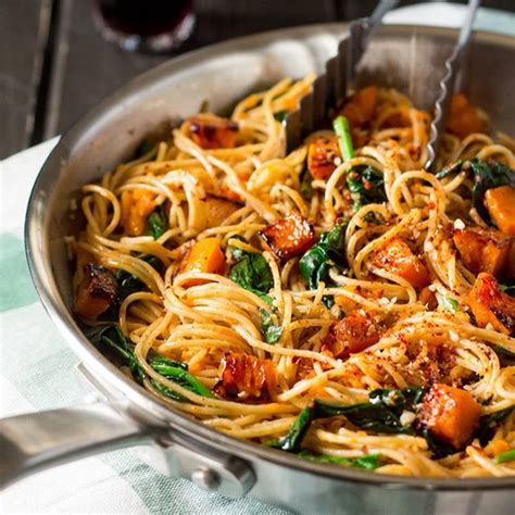 Butternut Squash Spinach And Walnut Spaghetti By Lazycatkitchen