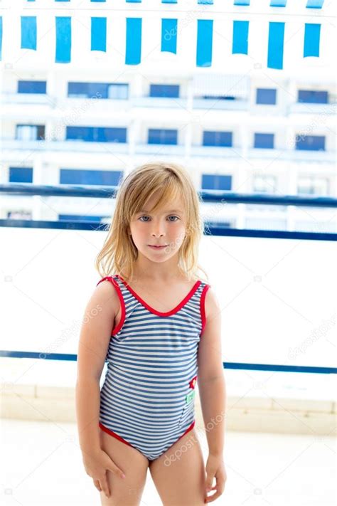 Blond Kid Girl With Summer Swimsuit Stock Photo By ©lunamarina 13298248