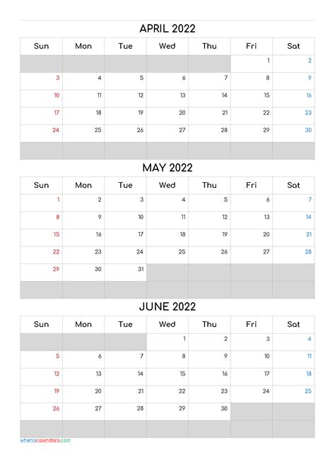 April May June Calendar 2022 Calendar 2022