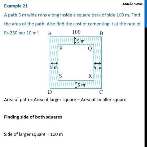 Example 21 A Path 5 M Wide Runs Along Inside A Square Park Of Side