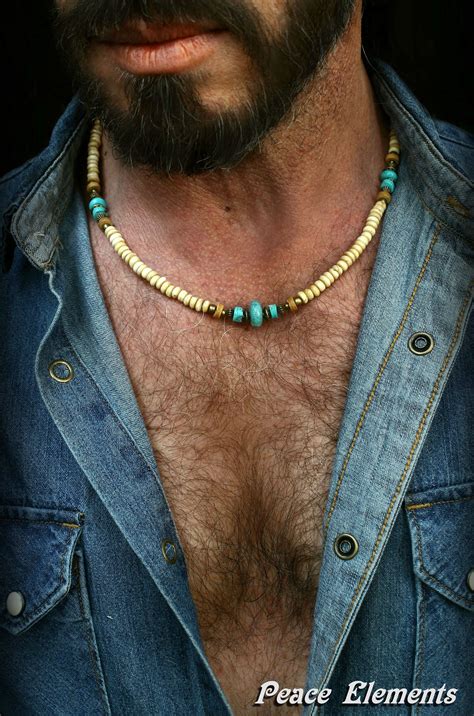 Turquoise Necklace For Men Bohemian Necklace For Men Mens Etsy