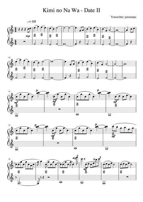 Includes 1.1million+ arrangements for every instrument, genre & skill level. Kimi no Na Wa OST - Date 2 PIANO - Kimi no Na Wa sheet ...