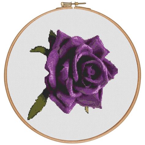 14 count, 12.16w x 12.16h cm (4.72 in x 4.72 in) colors required: MORE for FREE Purple Rose Counted Cross stitch pattern PDF
