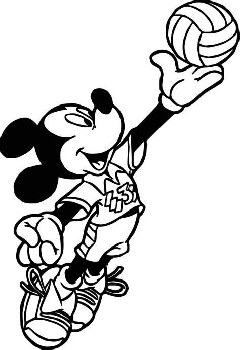 mickey volleyball coloring page