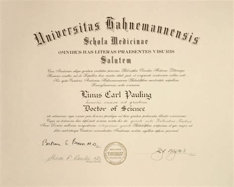 Hahnemann University Diploma Doctor Of Science Honoris Causa Ad