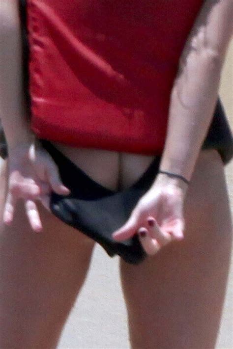 Demi Lovato Showing Ass Crack In Bikini On Beach And Gets Her Tits