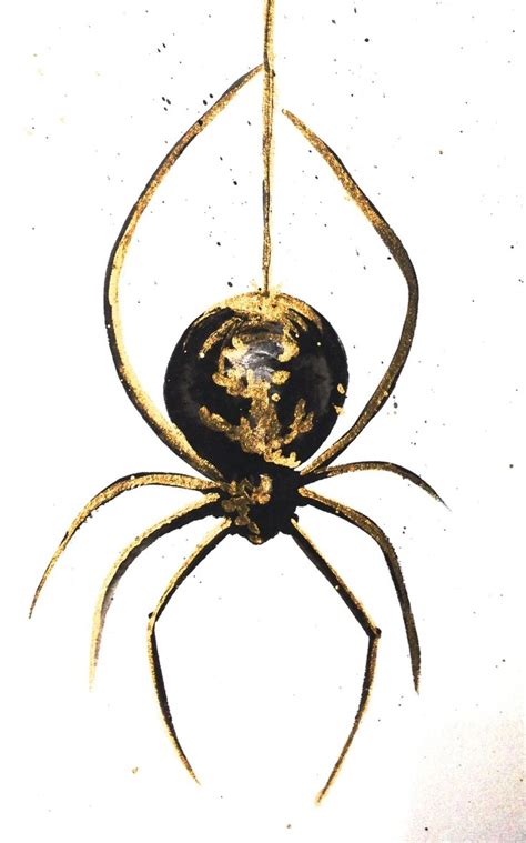 Watercolour And Bronze Ink Spider Spider Drawing Spider Art Spider