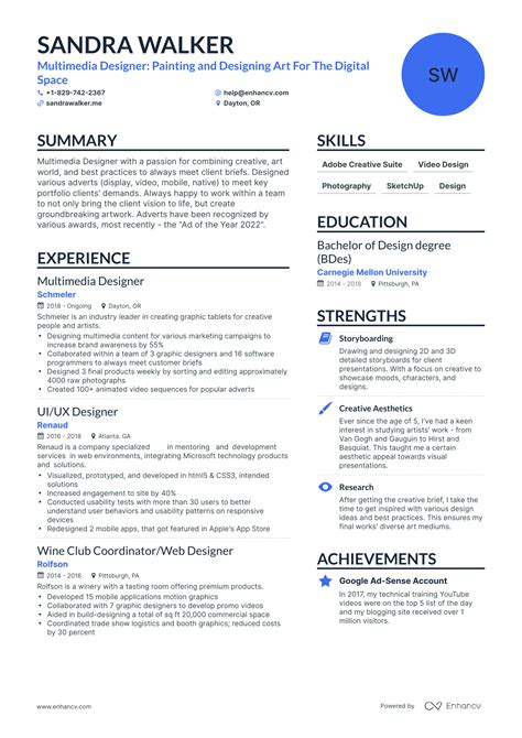 5 Multimedia Designer Resume Examples And Guide For 2024