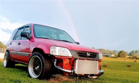 Crv Turbo Boosted Boost Awd B20 5spd Lowered Stanced Red Fast Honda