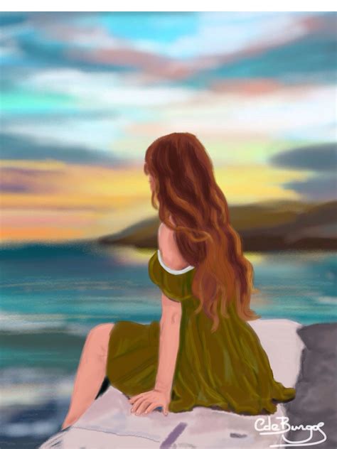 Meditando Mirando Al Mar Muchacha Del Arte Dibujos De Chicas Imagenes De Chicas Dibujadas