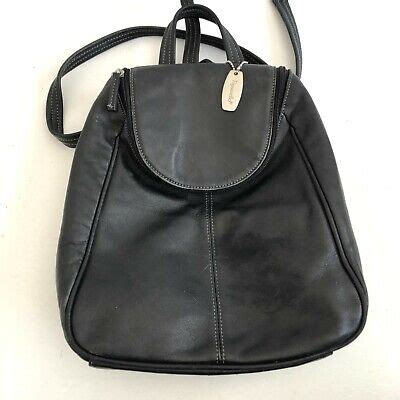 Tignanello Backpack Purse Leather Black 12 By 10 Pockets EBay