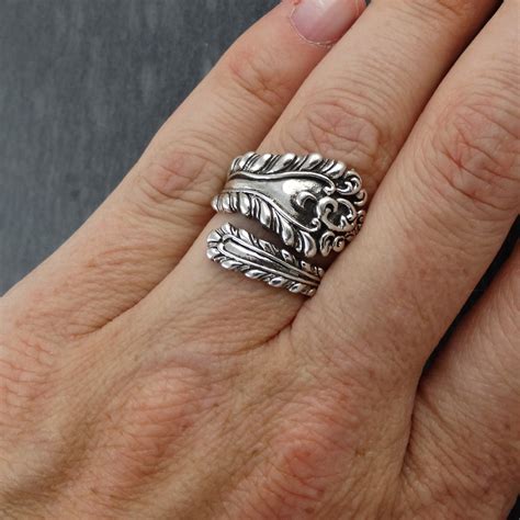 Victorian Spoon Ring In 925 Sterling Silver