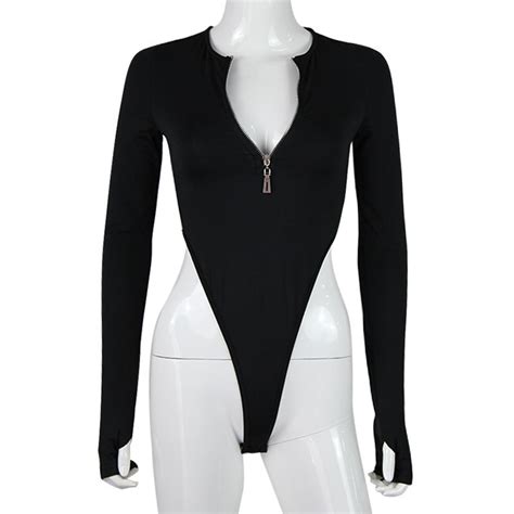 Cut Out Side Zipper V Neck Bodysuit