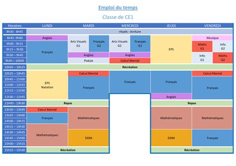 Logiciel d'emploi du temps gratuit en ligne pour créer son planning scolaire ou d'activités de semaine à l'aide d'un modèle de tableau vierge à compléter. Je vous propose un emploi du temps de CE1 conforme aux ...