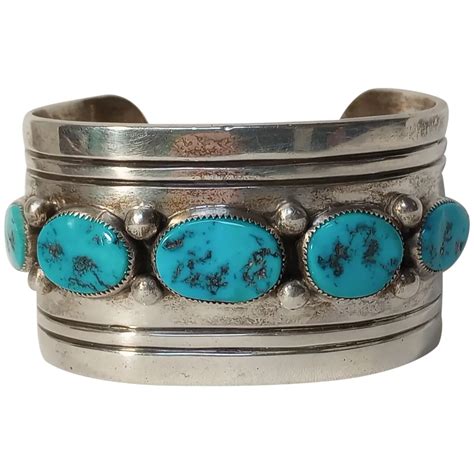 Wilson Begay Navajo Sterling Silver Turquoise Cuff Bracelet Ruby Lane