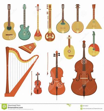 Instruments String Musical Stringed Clipart Instrument Flat