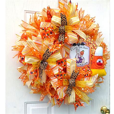 Candy Corn Halloween Mesh Wreath Cute Mummy Halloween Door Etsy Israel